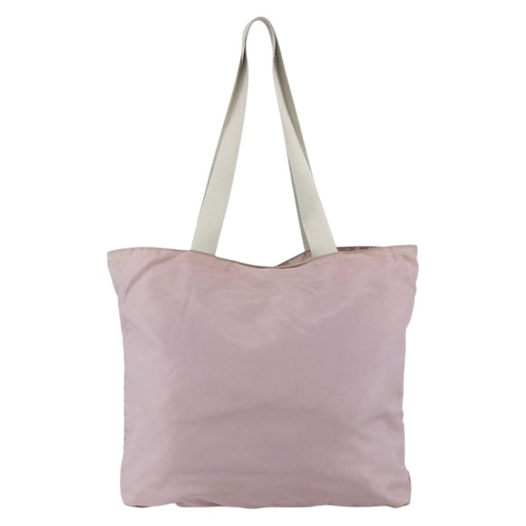 PRADA Tote Bag Nylon Pink Silver Auth hk3682
