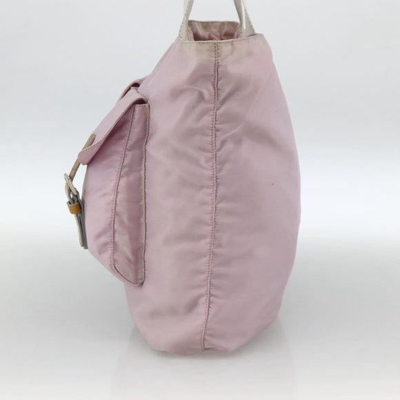 PRADA Tote Bag Nylon Pink Silver Auth hk3682