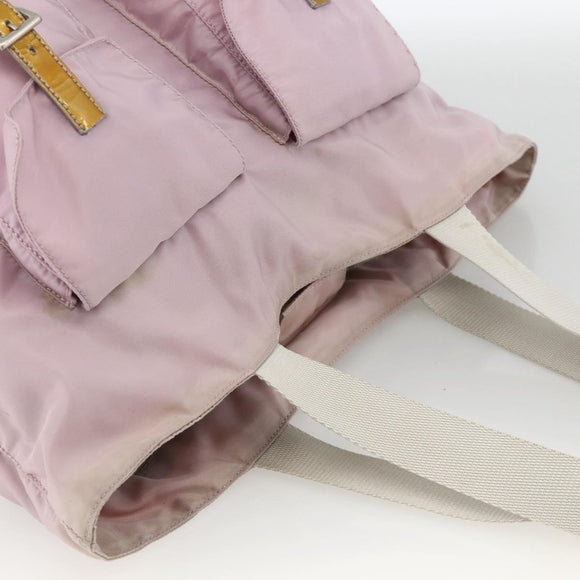 PRADA Tote Bag Nylon Pink Silver Auth hk3682