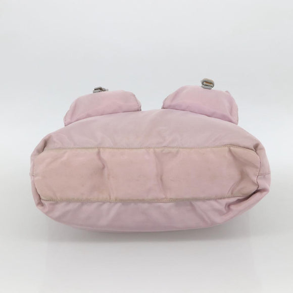 PRADA Tote Bag Nylon Pink Silver Auth hk3682