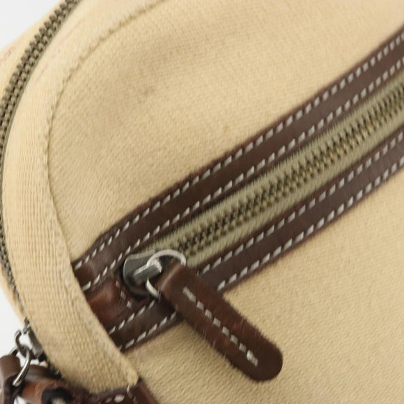 BURBERRY Blue Label Shoulder Bag Canvas Beige Silver Auth hk3692
