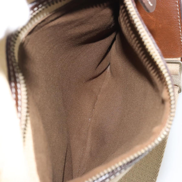 BURBERRY Blue Label Shoulder Bag Canvas Beige Silver Auth hk3692