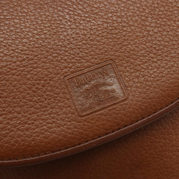 Burberrys Shoulder Bag Leather Brown Gold Auth hk3693