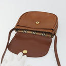 Burberrys Shoulder Bag Leather Brown Gold Auth hk3693-10