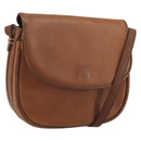 Burberrys Shoulder Bag Leather Brown Gold Auth hk3693-1