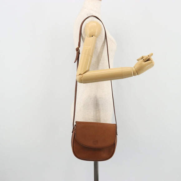 Burberrys Shoulder Bag Leather Brown Gold Auth hk3693