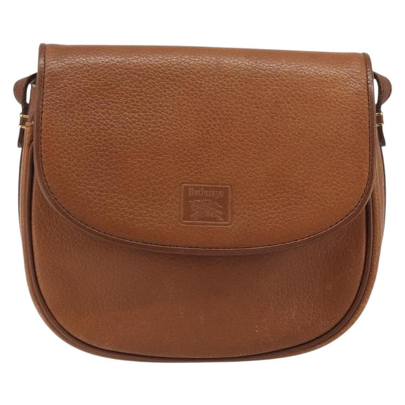 Burberrys Shoulder Bag Leather Brown Gold Auth hk3693