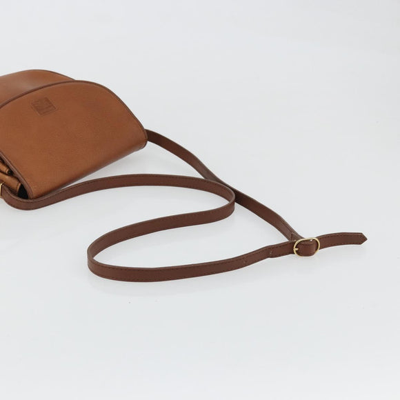 Burberrys Shoulder Bag Leather Brown Gold Auth hk3693
