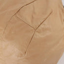 CELINE Hand Bag Leather Beige Gold Auth hk3694A-12