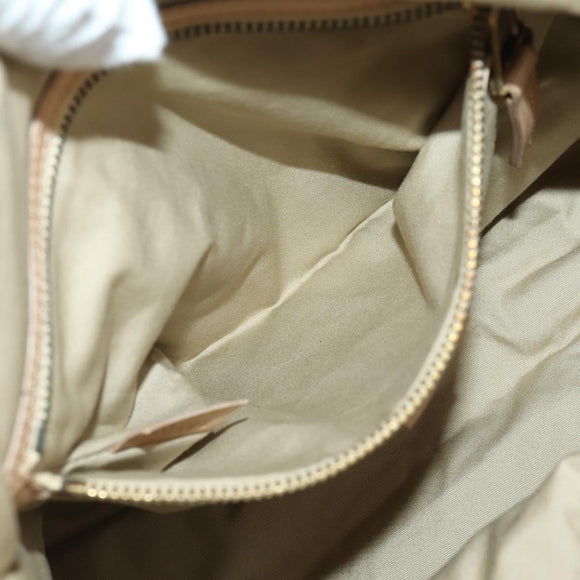 CELINE Hand Bag Leather Beige Gold Auth hk3694A