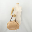 CELINE Hand Bag Leather Beige Gold Auth hk3694A-22