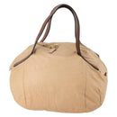 CELINE Hand Bag Leather Beige Gold Auth hk3694A-3