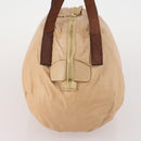 CELINE Hand Bag Leather Beige Gold Auth hk3694A-5