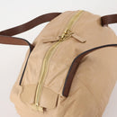 CELINE Hand Bag Leather Beige Gold Auth hk3694A-6