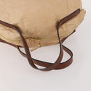 CELINE Hand Bag Leather Beige Gold Auth hk3694A-7