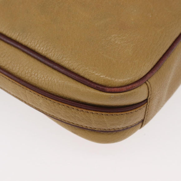 CARTIER Shoulder Bag Leather Beige Gold Auth hk3696A