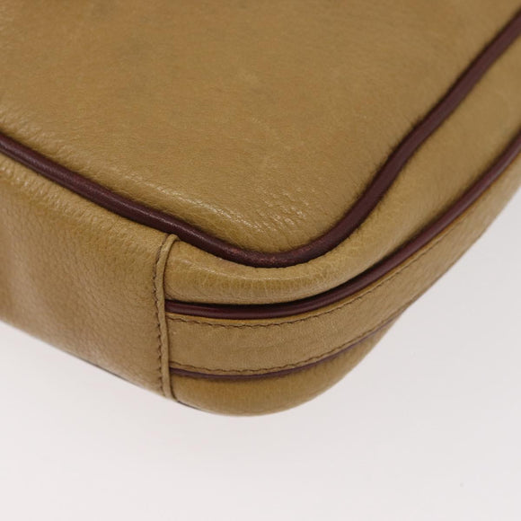 CARTIER Shoulder Bag Leather Beige Gold Auth hk3696A