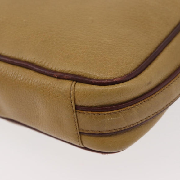 CARTIER Shoulder Bag Leather Beige Gold Auth hk3696A