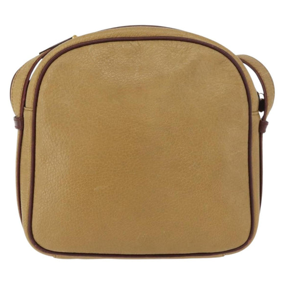 CARTIER Shoulder Bag Leather Beige Gold Auth hk3696A
