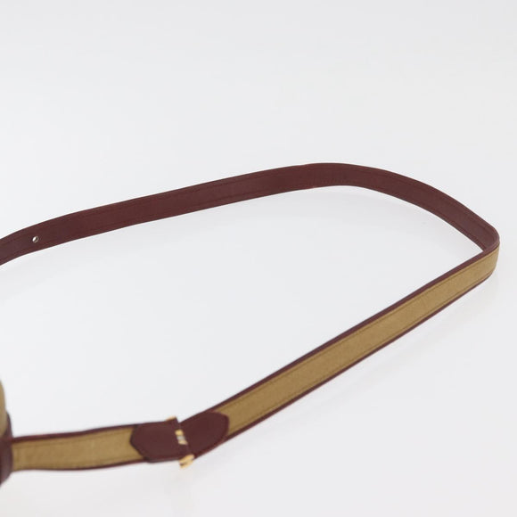 CARTIER Shoulder Bag Leather Beige Gold Auth hk3696A