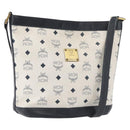 MCM Vicetos Logogram Shoulder Bag PVC White Gold Auth hk3702-1
