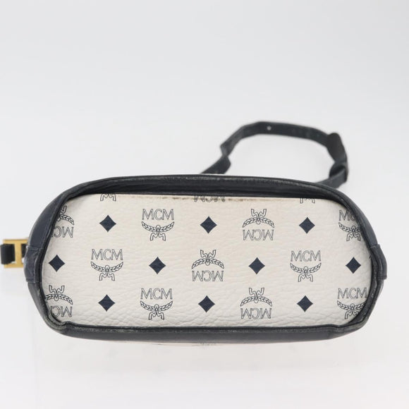 MCM Vicetos Logogram Shoulder Bag PVC White Gold Auth hk3702