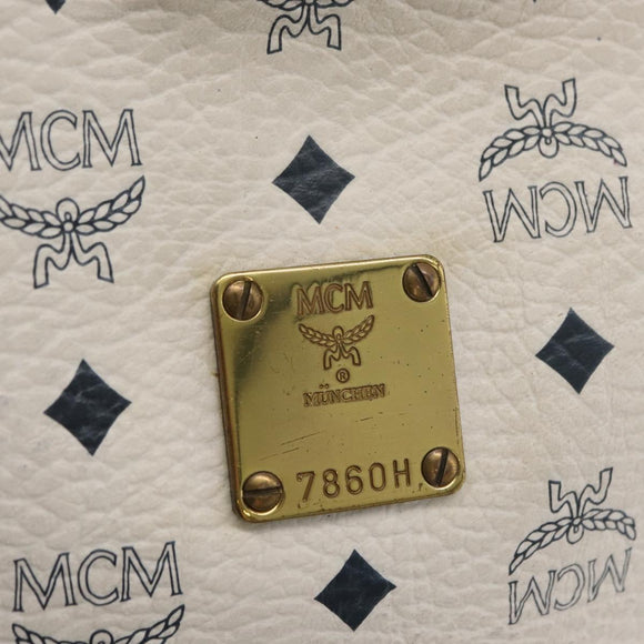 MCM Vicetos Logogram Shoulder Bag PVC White Gold Auth hk3702