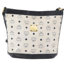 MCM Vicetos Logogram Shoulder Bag PVC White Gold Auth hk3702-2