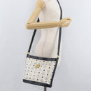 MCM Vicetos Logogram Shoulder Bag PVC White Gold Auth hk3702-23