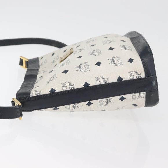 MCM Vicetos Logogram Shoulder Bag PVC White Gold Auth hk3702