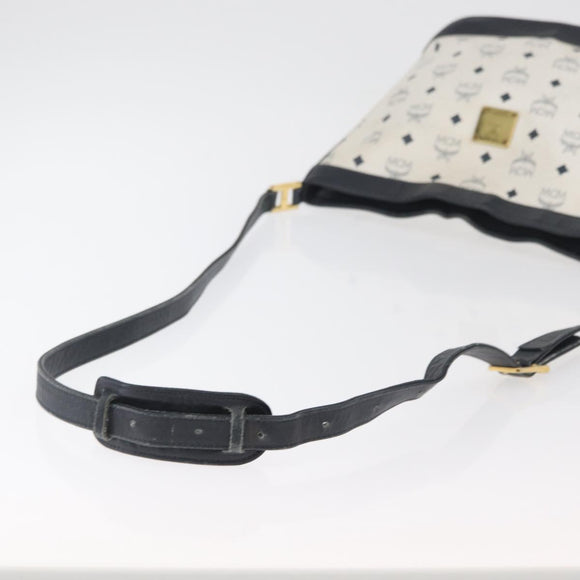 MCM Vicetos Logogram Shoulder Bag PVC White Gold Auth hk3702