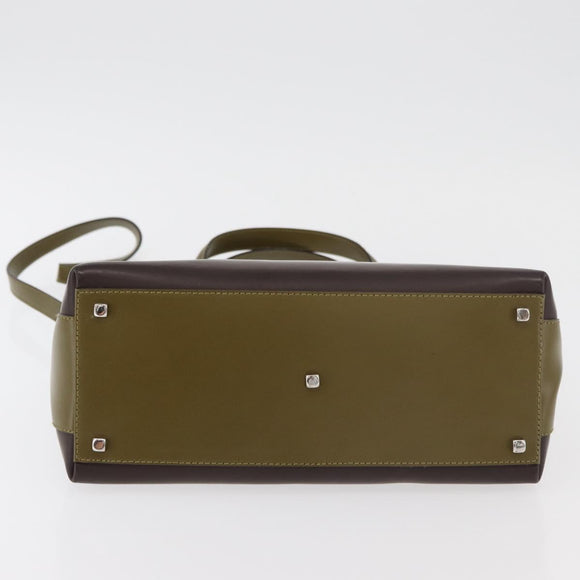 Salvatore Ferragamo Gancini Bag Patent leather 2way Brown Silver Auth hk3704