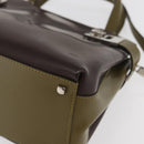 Salvatore Ferragamo Gancini Bag Patent leather 2way Brown Silver Auth hk3704-16
