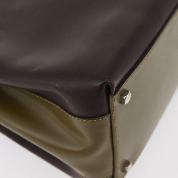 Salvatore Ferragamo Gancini Bag Patent leather 2way Brown Silver Auth hk3704