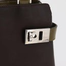 Salvatore Ferragamo Gancini Bag Patent leather 2way Brown Silver Auth hk3704-19