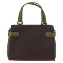 Salvatore Ferragamo Gancini Bag Patent leather 2way Brown Silver Auth hk3704-2