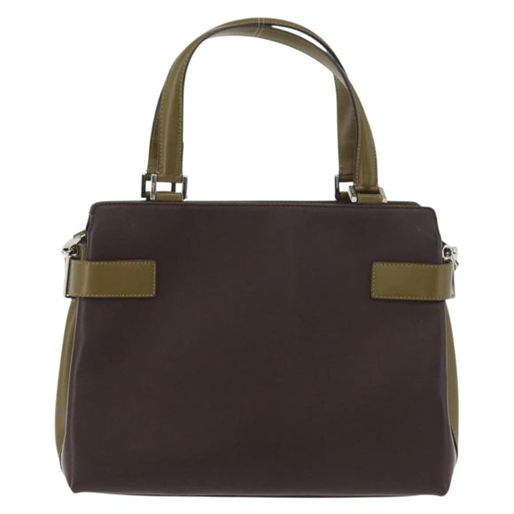 Salvatore Ferragamo Gancini Bag Patent leather 2way Brown Silver Auth hk3704
