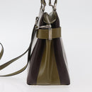 Salvatore Ferragamo Gancini Bag Patent leather 2way Brown Silver Auth hk3704-3