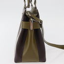 Salvatore Ferragamo Gancini Bag Patent leather 2way Brown Silver Auth hk3704-4