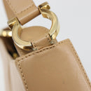 Salvatore Ferragamo Gancini Shoulder Bag Leather Beige Gold Auth hk3706-9