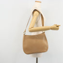 Salvatore Ferragamo Gancini Shoulder Bag Leather Beige Gold Auth hk3706-22
