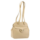 Salvatore Ferragamo Gancini Tote Bag Leather Beige Gold Auth hk3707-1