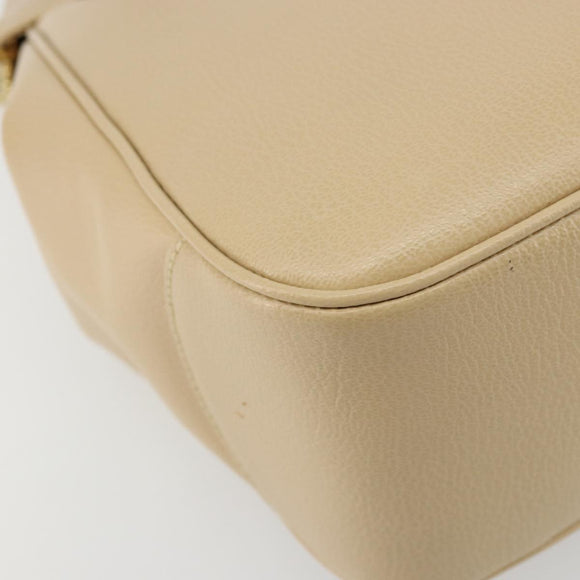 Salvatore Ferragamo Gancini Tote Bag Leather Beige Gold Auth hk3707
