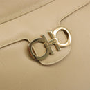 Salvatore Ferragamo Gancini Tote Bag Leather Beige Gold Auth hk3707-14