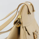Salvatore Ferragamo Gancini Tote Bag Leather Beige Gold Auth hk3707-15