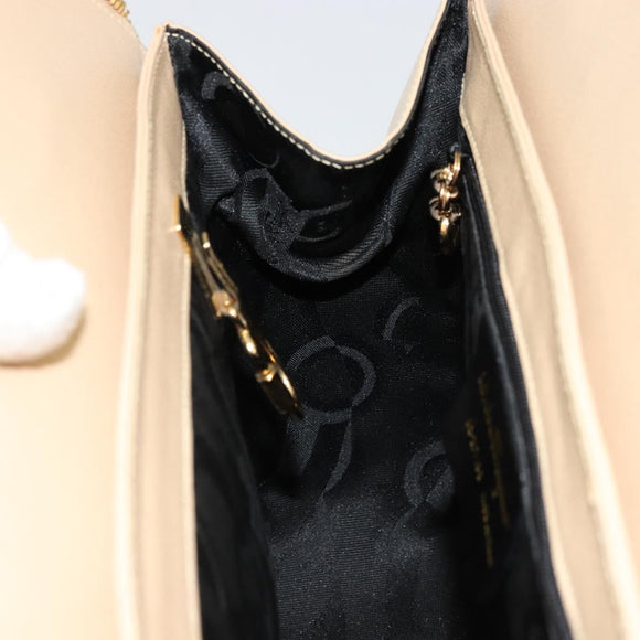 Salvatore Ferragamo Gancini Tote Bag Leather Beige Gold Auth hk3707
