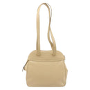 Salvatore Ferragamo Gancini Tote Bag Leather Beige Gold Auth hk3707-3