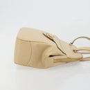 Salvatore Ferragamo Gancini Tote Bag Leather Beige Gold Auth hk3707-4