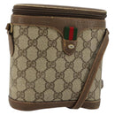 GUCCI GG Supreme Web Sherry Line Bag PVC Beige Gold 904 02 070 Auth hk3710-1