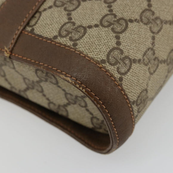 GUCCI GG Supreme Web Sherry Line Bag PVC Beige Gold 904 02 070 Auth hk3710